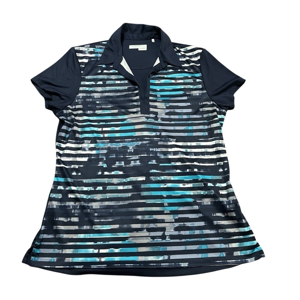Callaway Pattern Printed Navy Golf Polo Shirt Optidry Athletic collar breathable